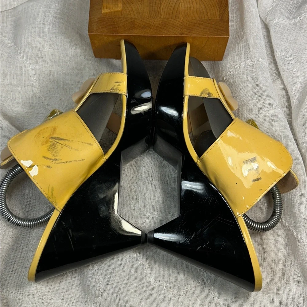 Robert Clergerie made in France leather slide in wedges with embellishments